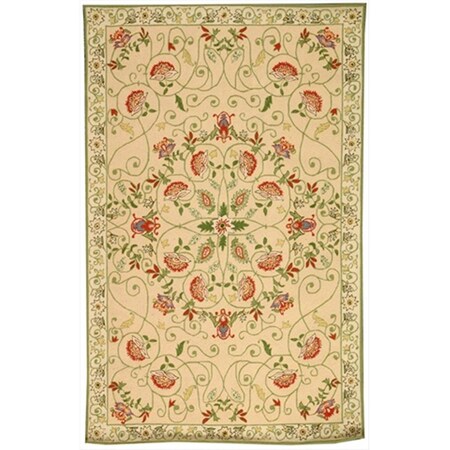 Safavieh 4 ft. x 4 ft. Round- Country and Floral Chelsea Beige And Green Hand Hooked Rug HK330A-4R